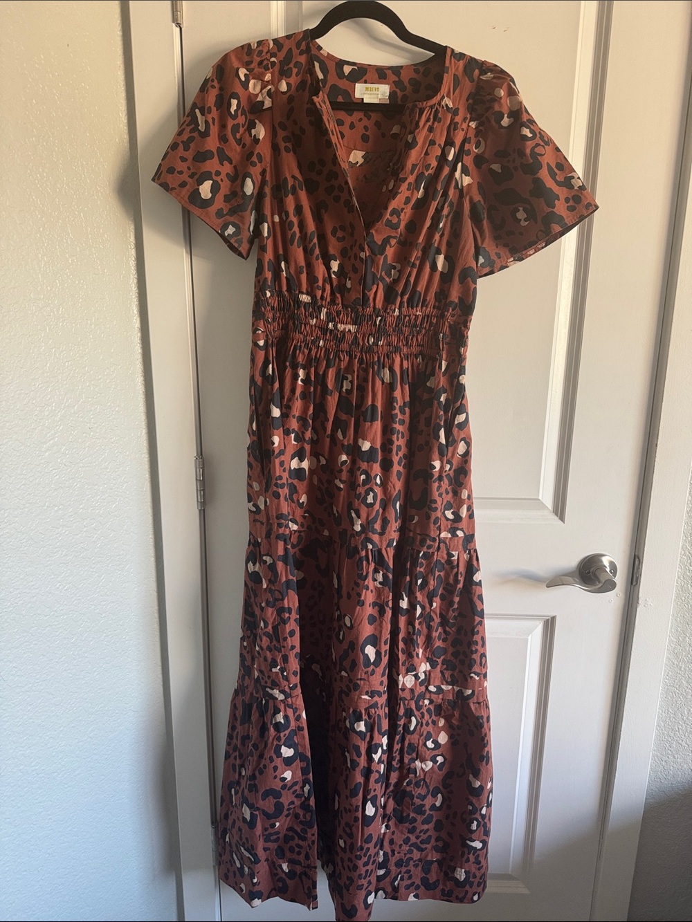 Maeve Rust Leopard-Print Maxi Dress
